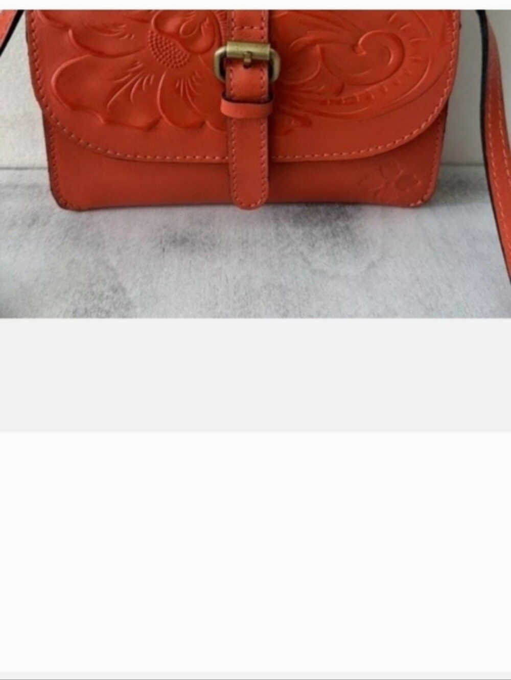 Patricia Nash Orange Tooled Floral Leather Crossbody Bag - Picture 7 of 16
